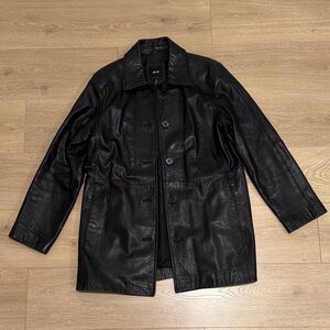 JLC New York Vintage Y2K Women’s Black Soft Leather Jacket Medium Button Coat